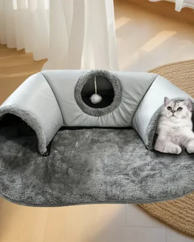 Cat Play 2-in-1 Non-Slip Cozy Cat Play & Bed with Hanging Plush Ball