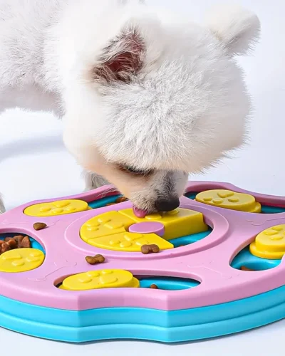 Interactive Dog Puzzle Toy Slow Feeder Bowl – IQ Training & Brain Stimulation, Sound-Activated Snack Toy for Boredom Relief, Durable Plastic, No Battery Needed