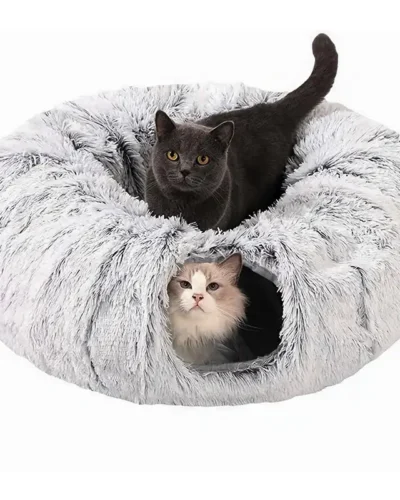 Plush Cat Bed with Detachable Cushion for Cats and Kittens